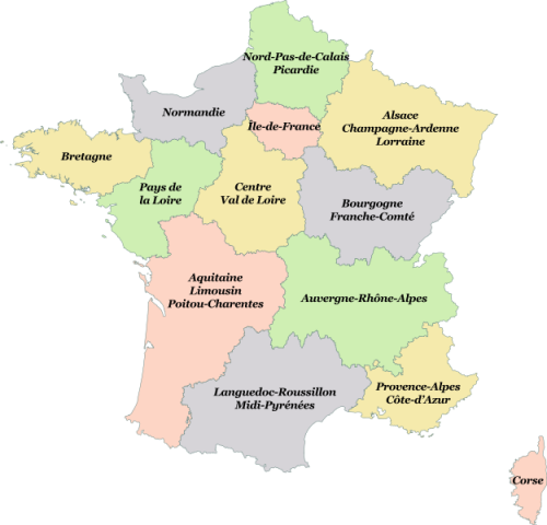 Carte de France des 13 nouvelles grandes régions.